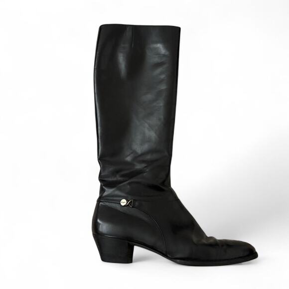 Ferragamo black leather knee high boots - Picture 1 of 8